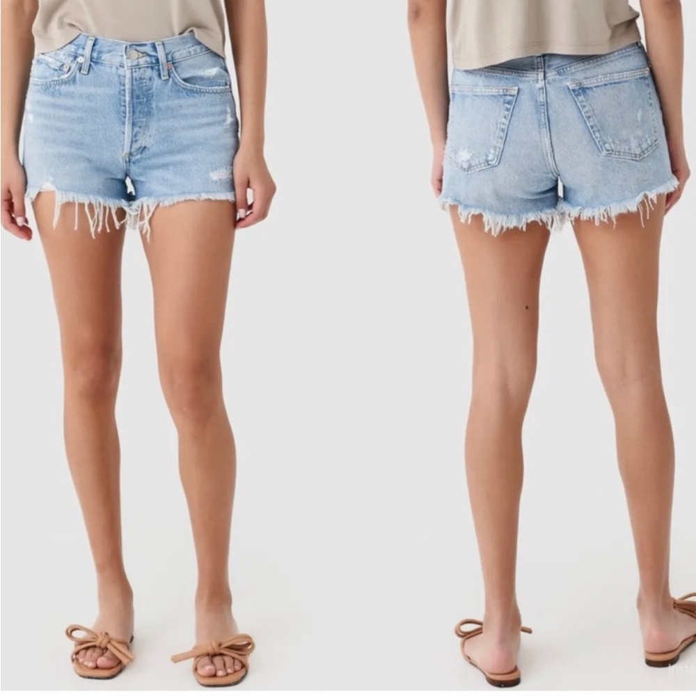 AGOLDE Parker Denim Shorts Size 30 Vintage Cut Off Blue High Rise Distressed